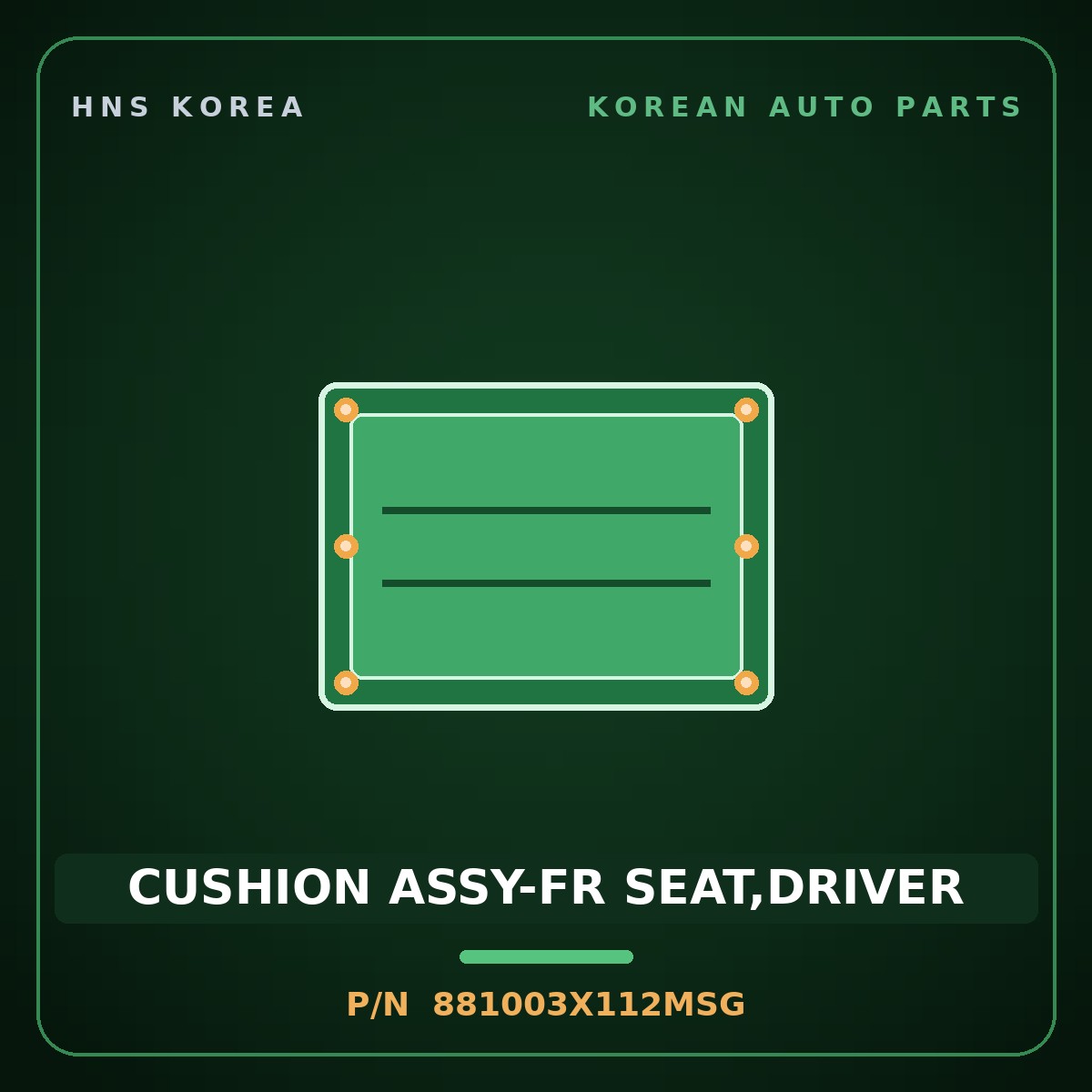 Genuine Mobis CUSHION ASSY-FR SEAT,DRIVER 881003X112MSG for Elantra 2014 HNS Parts Korea