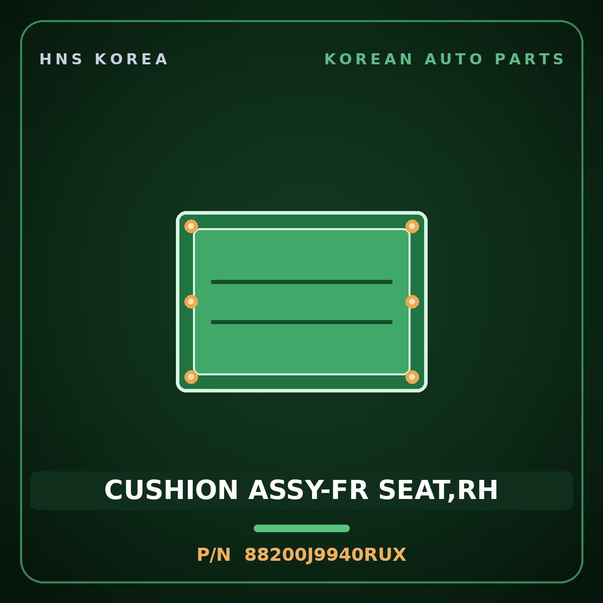 Genuine Mobis CUSHION ASSY-FR SEAT,RH 88200J9940RUX for Kona 2021 HNS Parts Korea