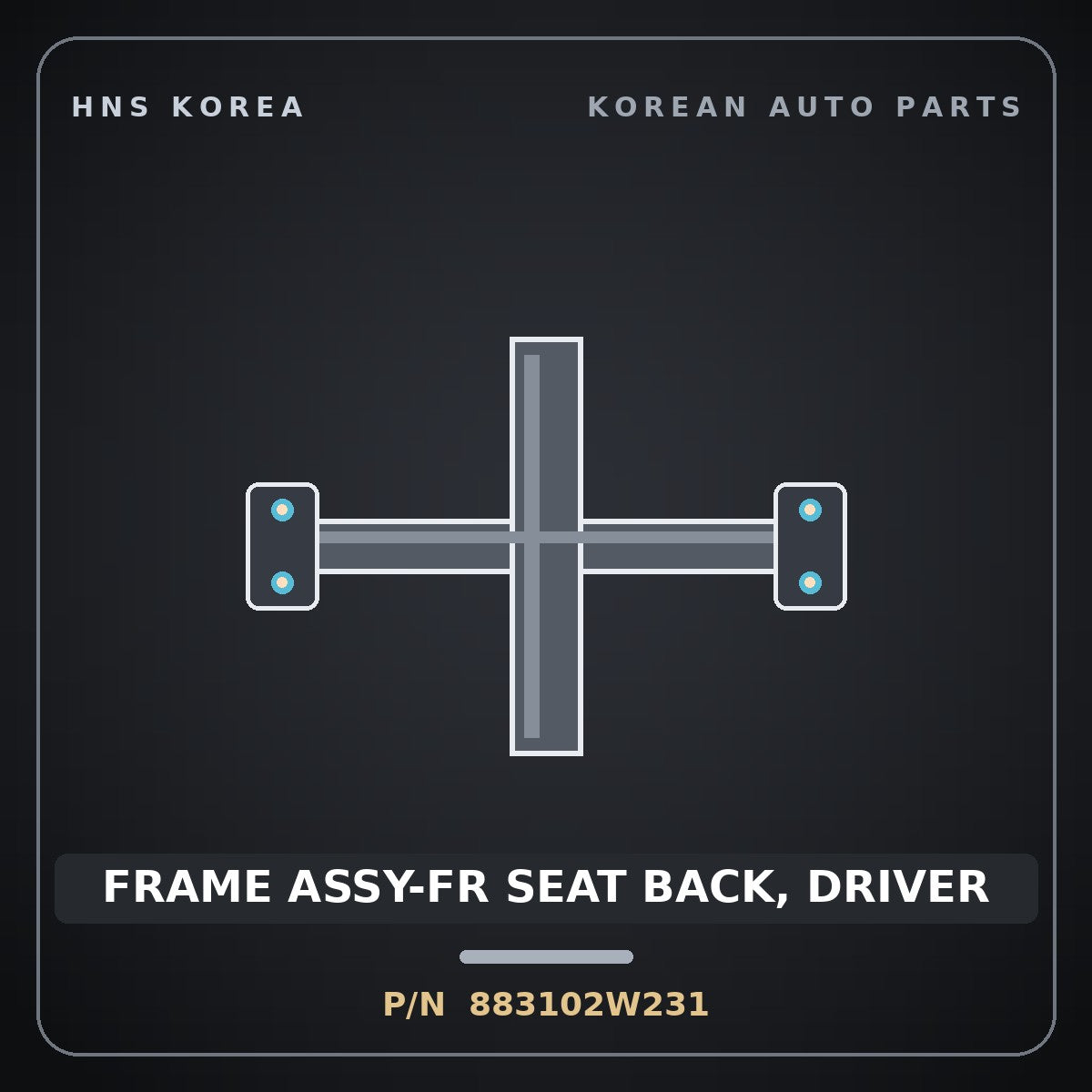 Genuine Mobis FRAME ASSY-FR SEAT BACK, DRIVER 883102W231 for Santa Fe 2015 HNS Parts Korea