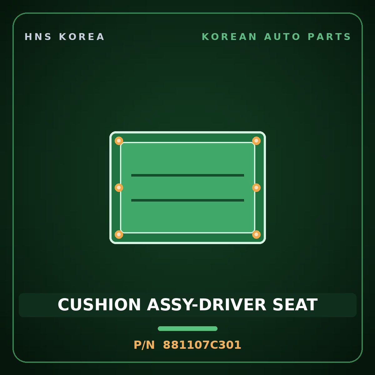 Genuine Mobis CUSHION ASSY-DRIVER SEAT 881107C301 for Power Truck 2004 HNS Parts Korea