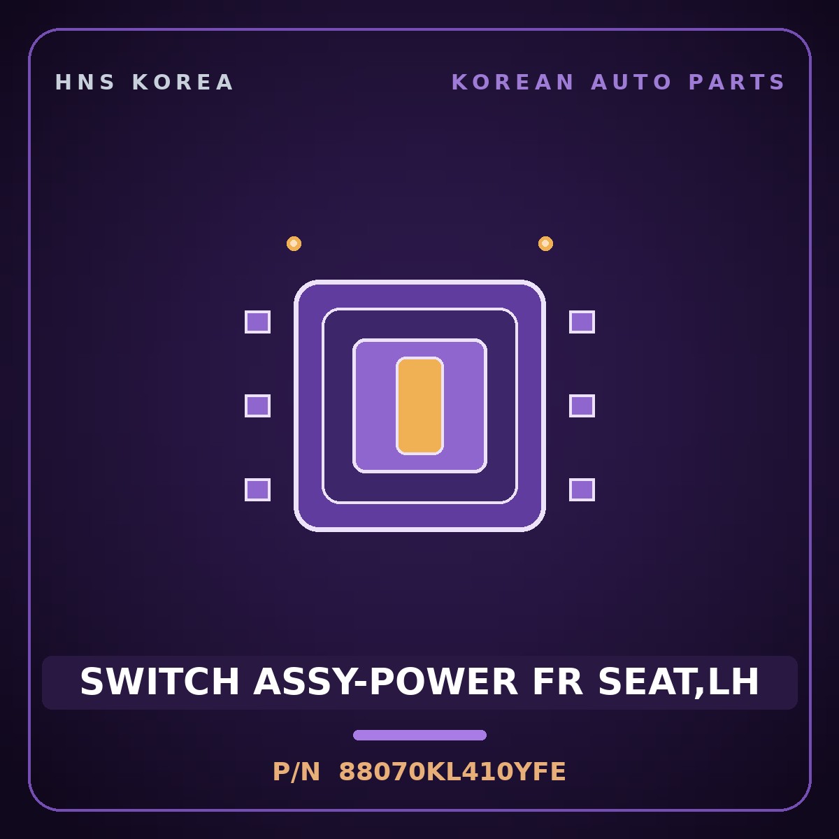 Genuine Mobis SWITCH ASSY-POWER FR SEAT,LH 88070KL410YFE for Ioniq 6 2023 HNS Parts Korea