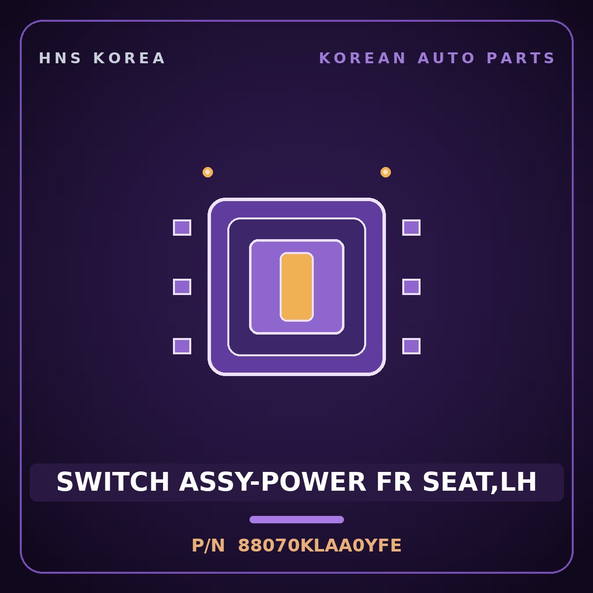 Genuine Mobis SWITCH ASSY-POWER FR SEAT,LH 88070KLAA0YFE for Ioniq 6 2025 HNS Parts Korea