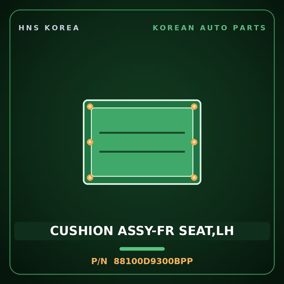 Genuine Mobis CUSHION ASSY-FR SEAT,LH 88100D9300BPP for Sportage 2016 HNS Parts Korea