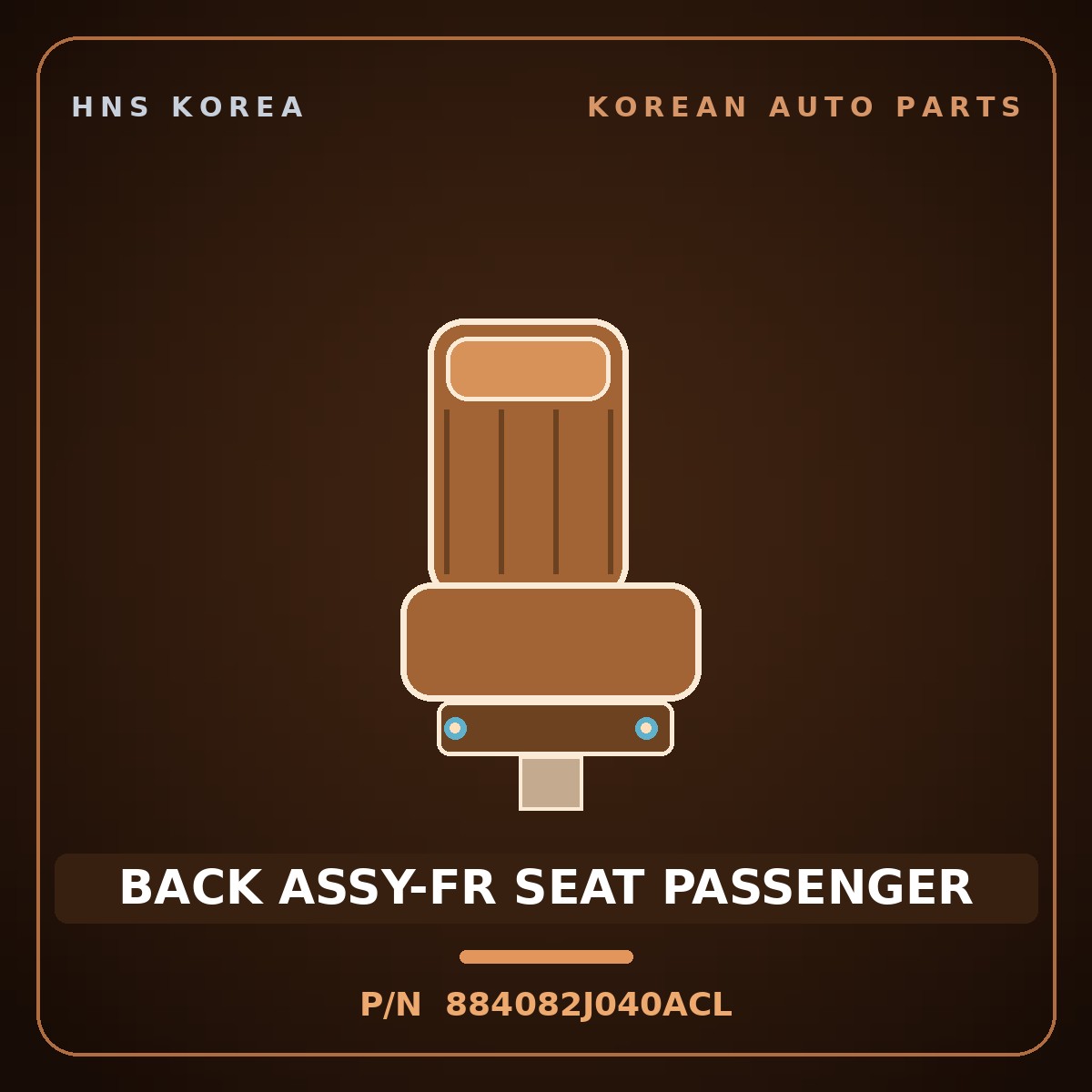 Genuine Mobis BACK ASSY-FR SEAT PASSENGER 884082J040ACL for Mohave 2007 HNS Parts Korea