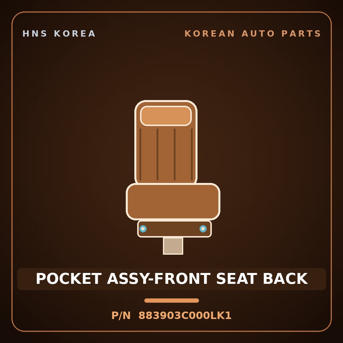 Genuine Mobis POCKET ASSY-FRONT SEAT BACK 883903C000LK1 for Optima 2000 HNS Parts Korea