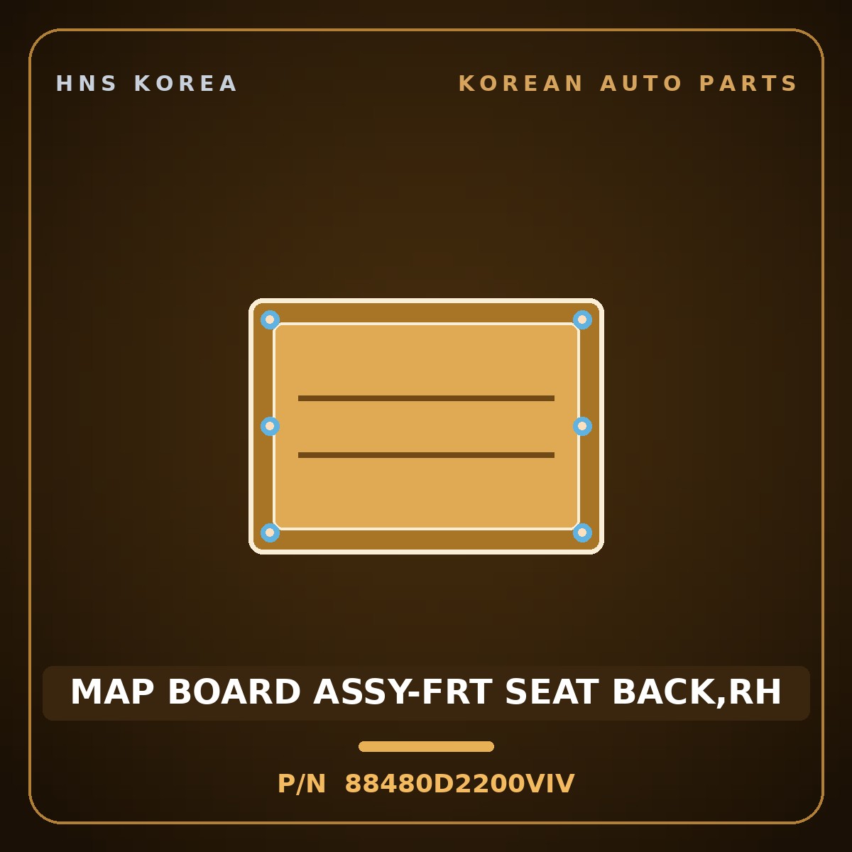 Genuine Mobis MAP BOARD ASSY-FRT SEAT BACK,RH 88480D2200VIV for Genesis EQ900 2016 HNS Parts Korea