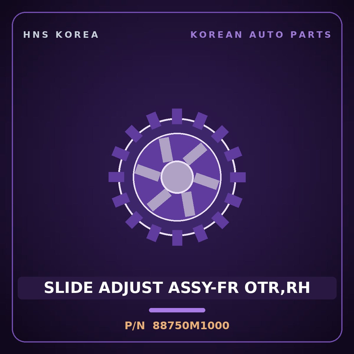 Genuine Mobis SLIDE ADJUST ASSY-FR OTR,RH 88750M1000 for Galloper 1990 HNS Parts Korea