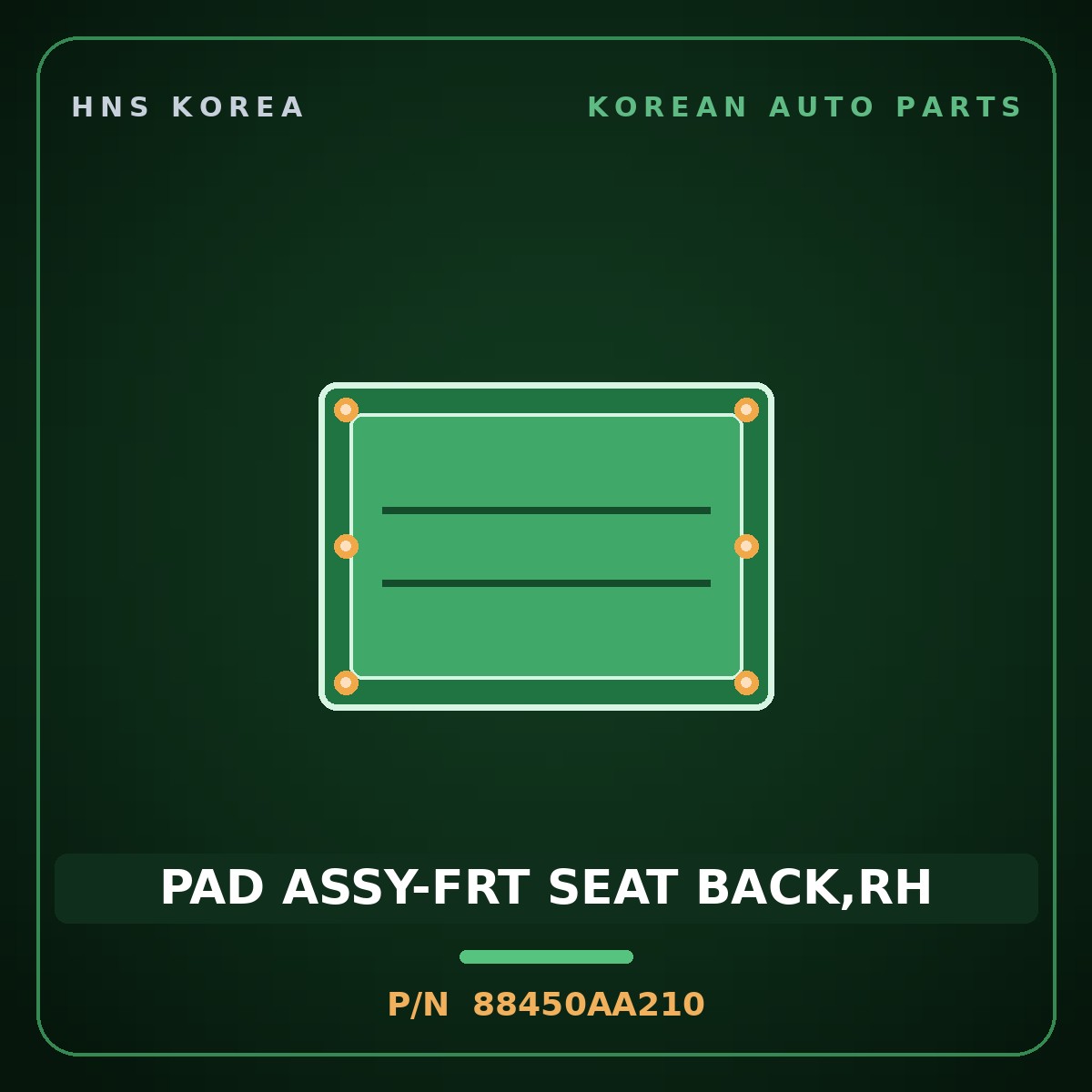 Genuine Mobis PAD ASSY-FRT SEAT BACK,RH 88450AA210 for Elantra 2020 HNS Parts Korea