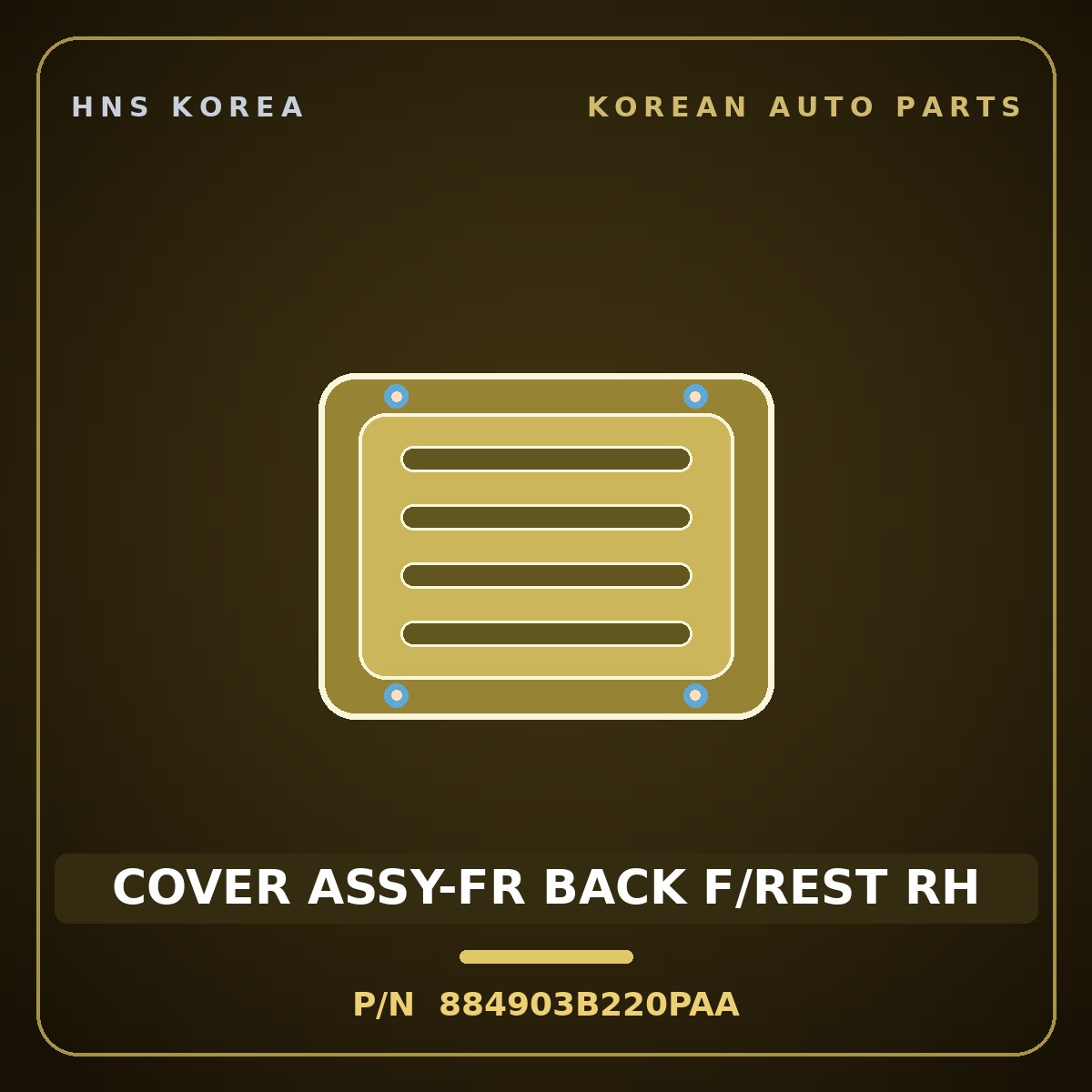 Genuine Mobis COVER ASSY-FR BACK F/REST RH 884903B220PAA for Equus 2001 HNS Parts Korea