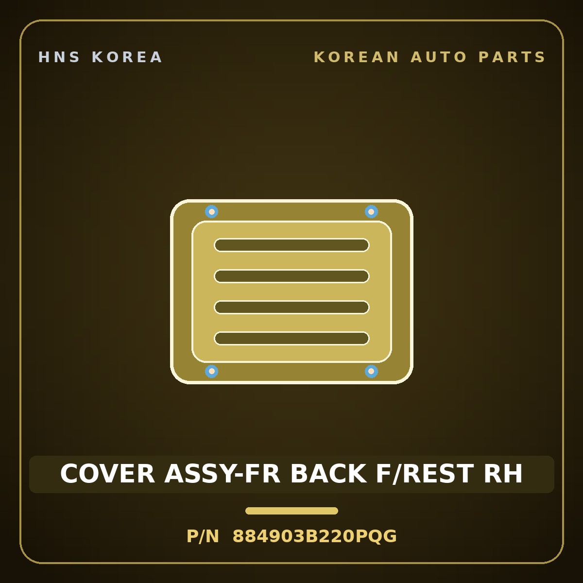 Genuine Mobis COVER ASSY-FR BACK F/REST RH 884903B220PQG for Equus 2001 HNS Parts Korea