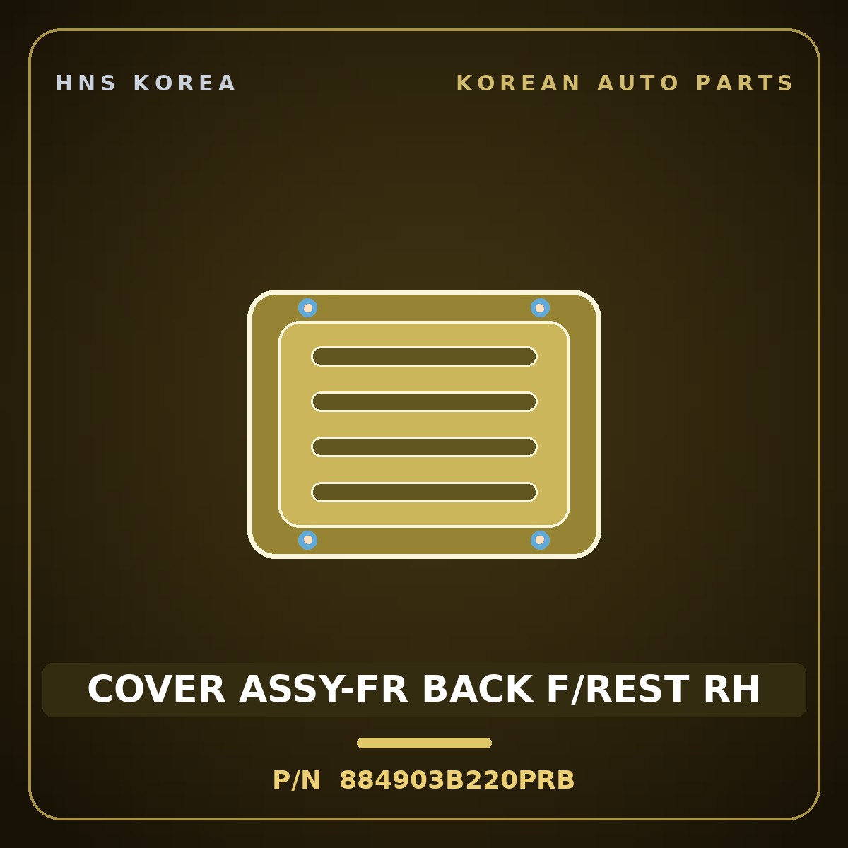 Genuine Mobis COVER ASSY-FR BACK F/REST RH 884903B220PRB for Equus 2001 HNS Parts Korea