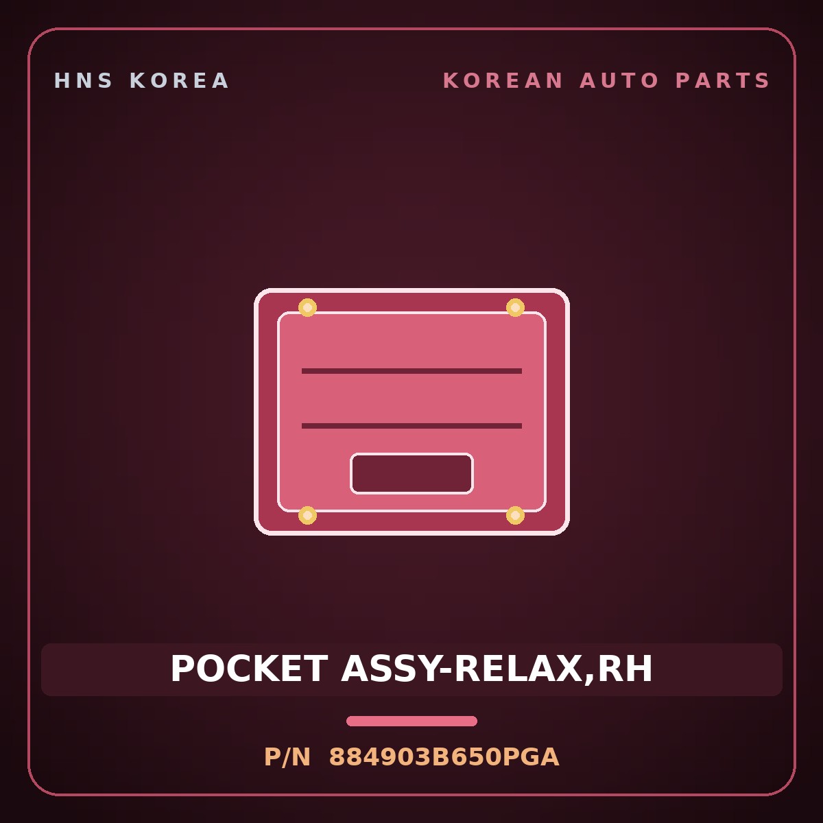 Genuine Mobis POCKET ASSY-RELAX,RH 884903B650PGA for Equus 2001 HNS Parts Korea