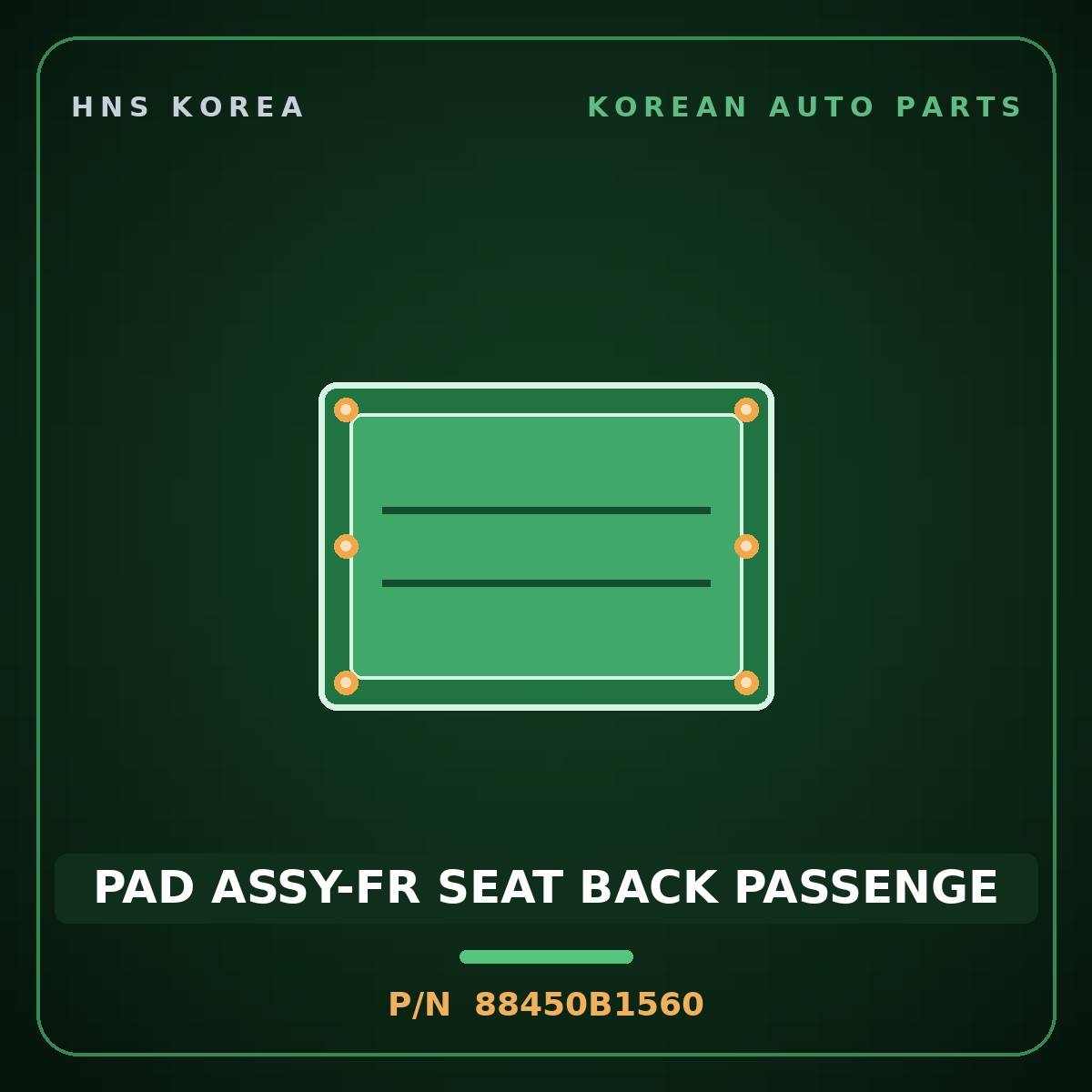 Genuine Mobis PAD ASSY-FR SEAT BACK PASSENGE 88450B1560 for G80 2016 HNS Parts Korea
