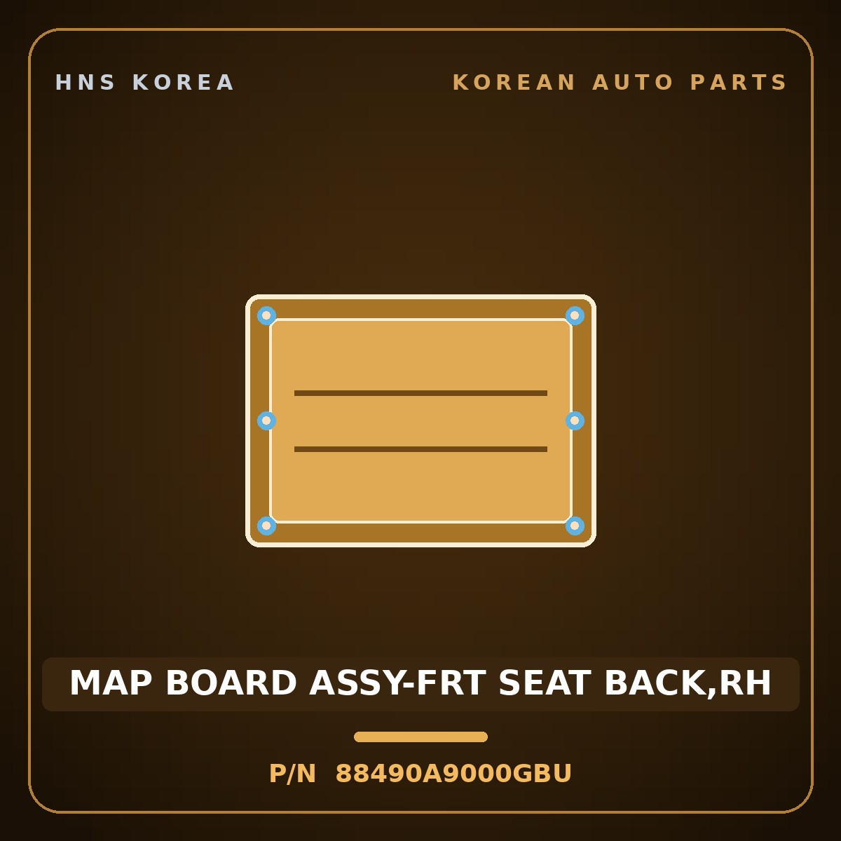 Genuine Mobis MAP BOARD ASSY-FRT SEAT BACK,RH 88490A9000GBU for Carnival 2014 HNS Parts Korea