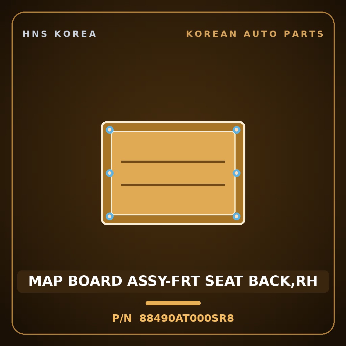 Genuine Mobis MAP BOARD ASSY-FRT SEAT BACK,RH 88490AT000SR8 for Niro 2021 HNS Parts Korea