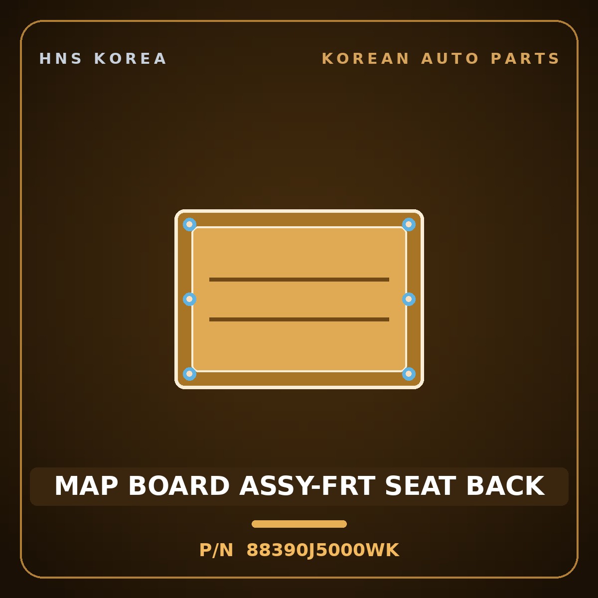 Genuine Mobis MAP BOARD ASSY-FRT SEAT BACK 88390J5000WK for Stinger 2017 HNS Parts Korea