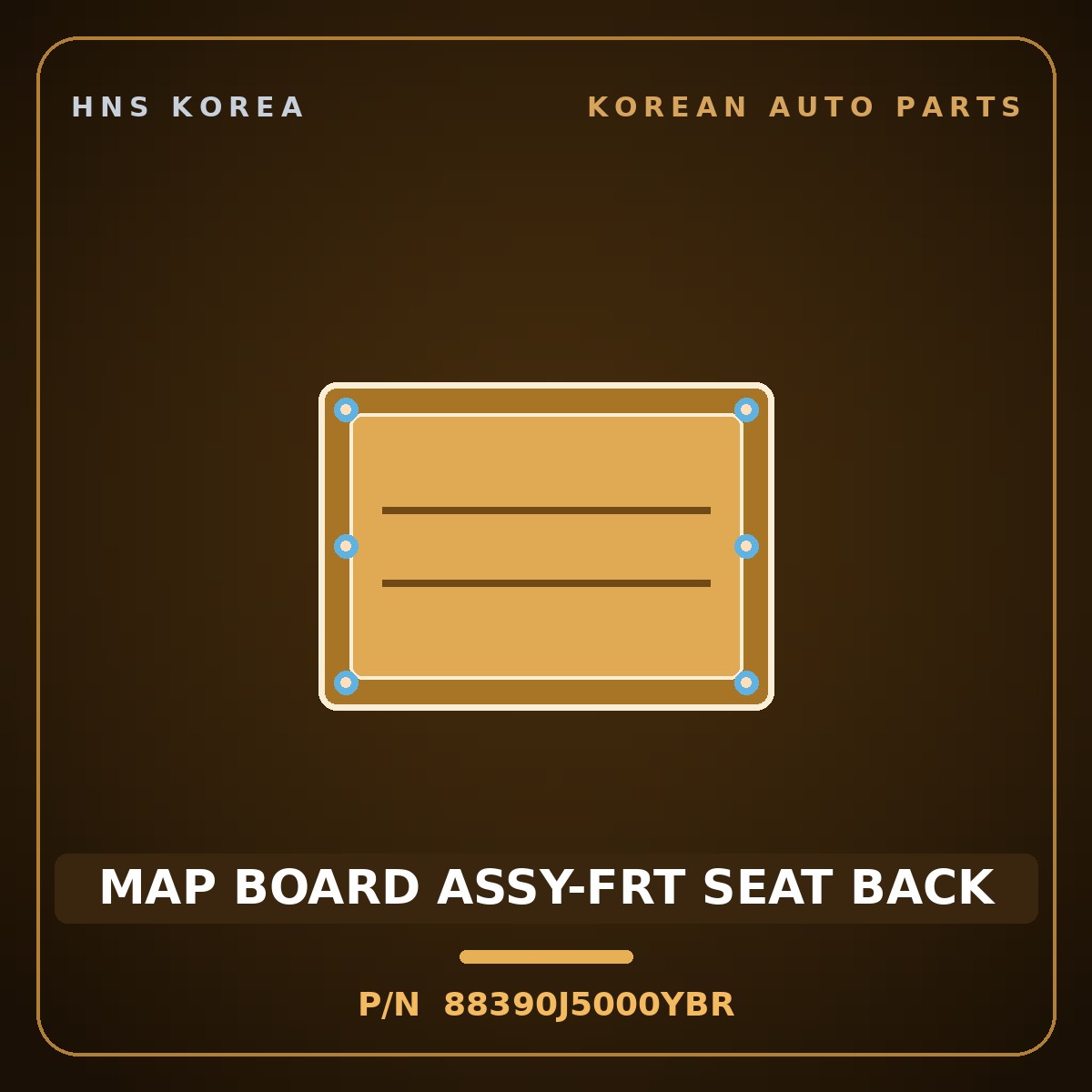 Genuine Mobis MAP BOARD ASSY-FRT SEAT BACK 88390J5000YBR for Stinger 2017 HNS Parts Korea