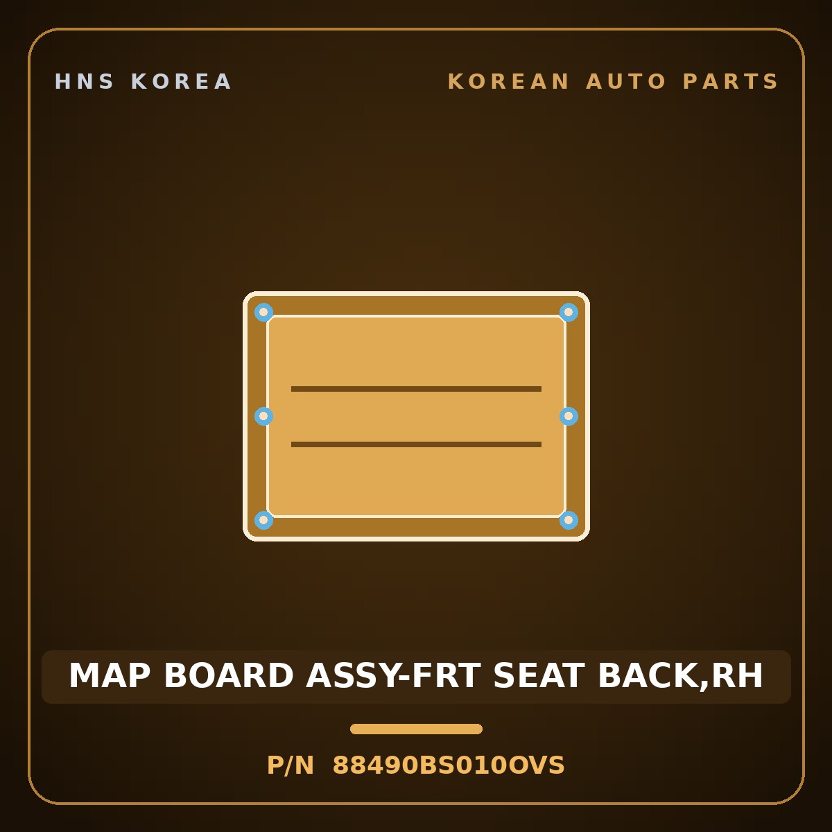 Genuine Mobis MAP BOARD ASSY-FRT SEAT BACK,RH 88490BS010OVS for Seltos 2025 HNS Parts Korea