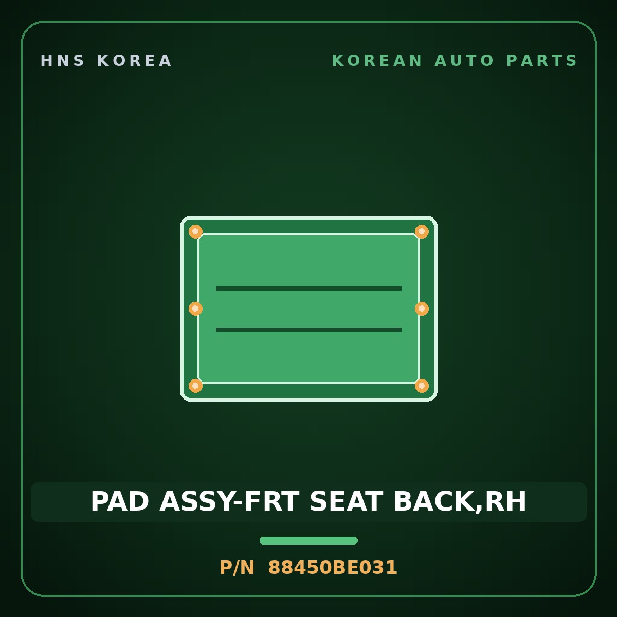 Genuine Mobis PAD ASSY-FRT SEAT BACK,RH 88450BE031 for Kona 2023 HNS Parts Korea