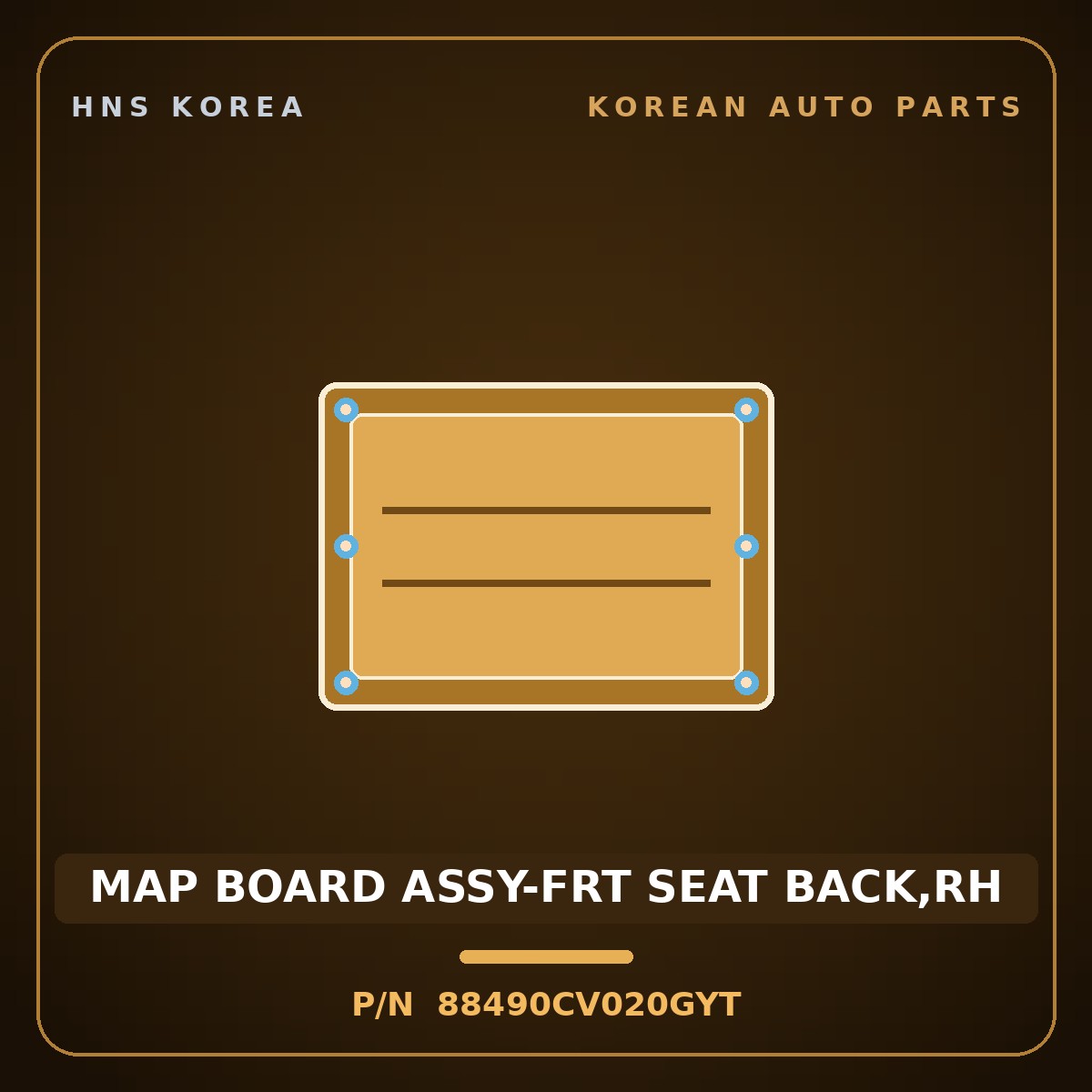 Genuine Mobis MAP BOARD ASSY-FRT SEAT BACK,RH 88490CV020GYT for EV6 2024 HNS Parts Korea