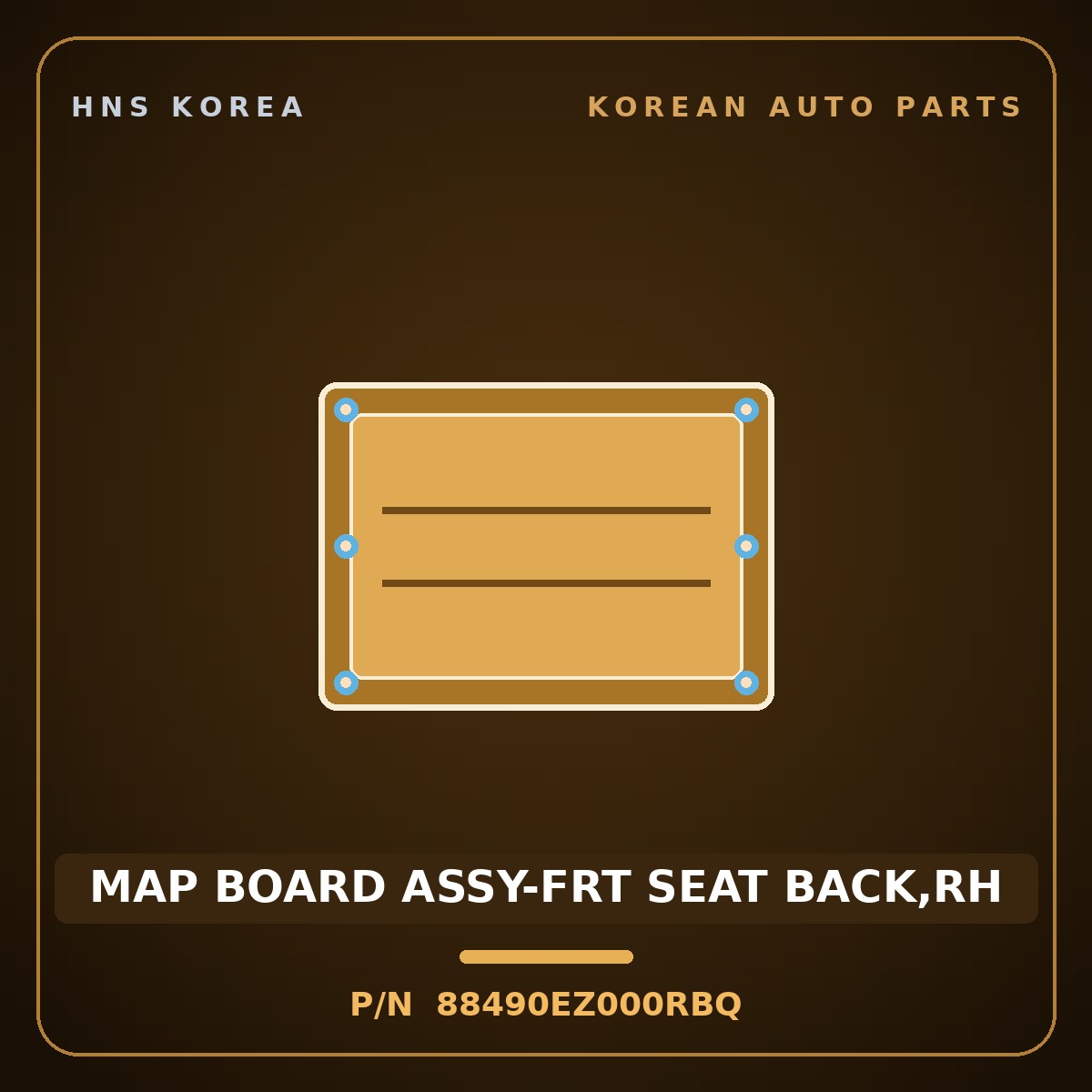 Genuine Mobis MAP BOARD ASSY-FRT SEAT BACK,RH 88490EZ000RBQ for EV4 2024 HNS Parts Korea