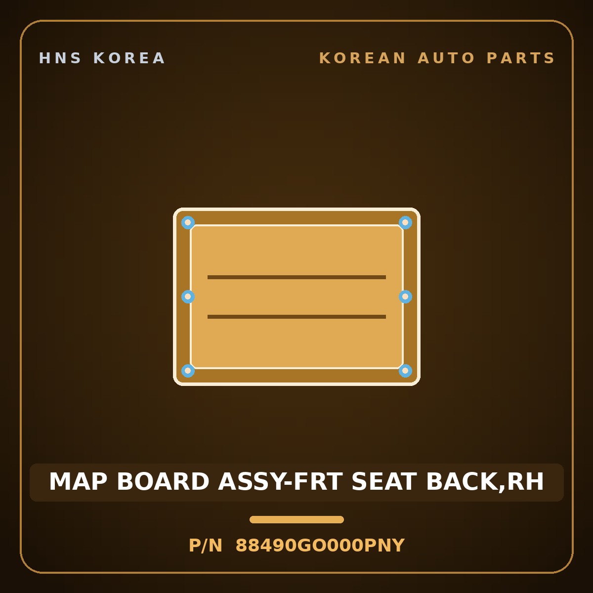 Genuine Mobis MAP BOARD ASSY-FRT SEAT BACK,RH 88490GO000PNY for IONIQ 2024 HNS Parts Korea