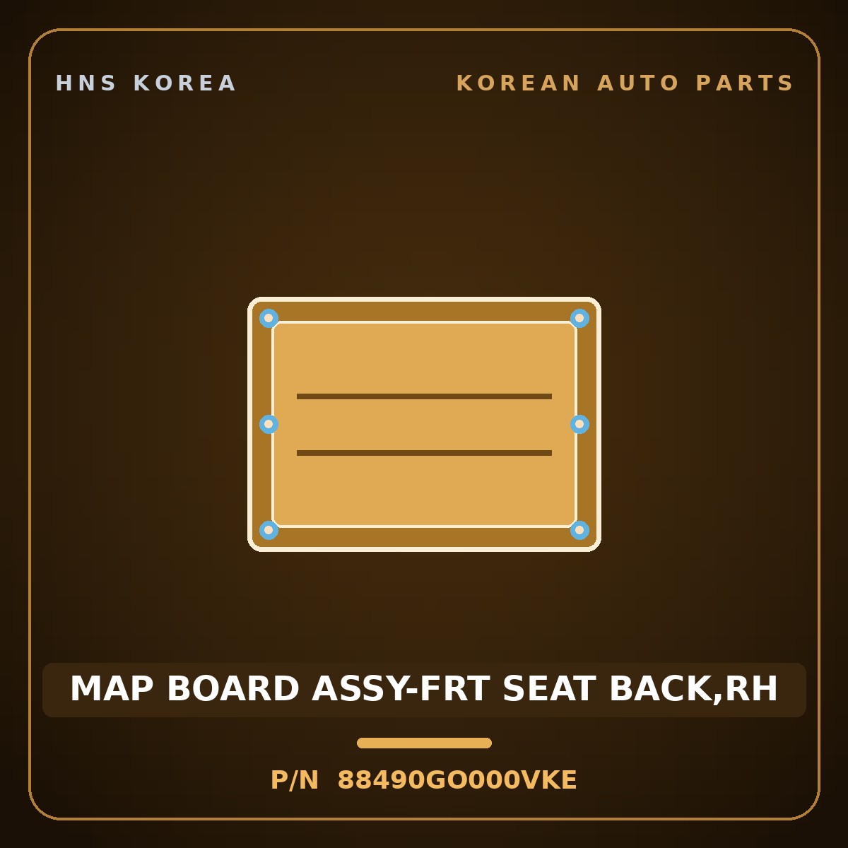 Genuine Mobis MAP BOARD ASSY-FRT SEAT BACK,RH 88490GO000VKE for IONIQ 2024 HNS Parts Korea