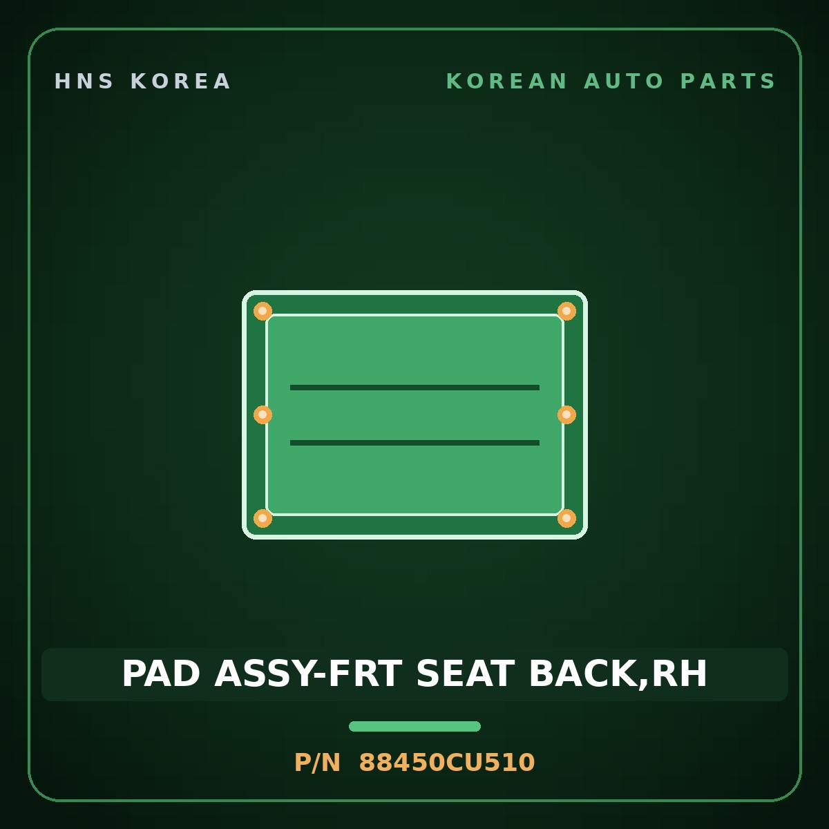 Genuine Mobis PAD ASSY-FRT SEAT BACK,RH 88450CU510 for Genesis GV60 2025 HNS Parts Korea