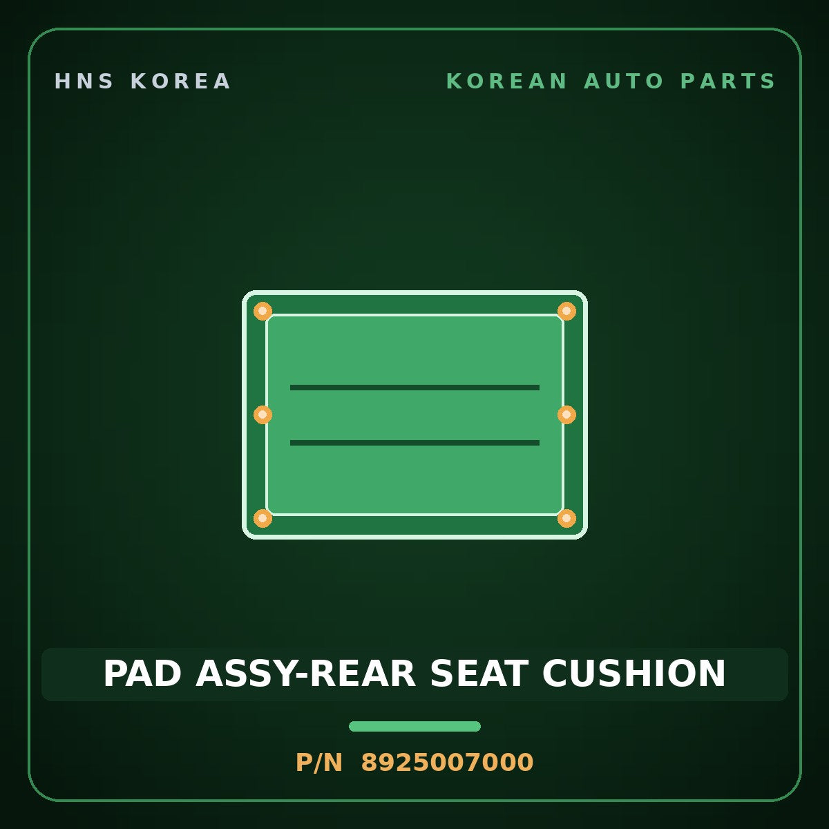 Genuine Mobis PAD ASSY-REAR SEAT CUSHION 8925007000 for Morning 2008 HNS Parts Korea