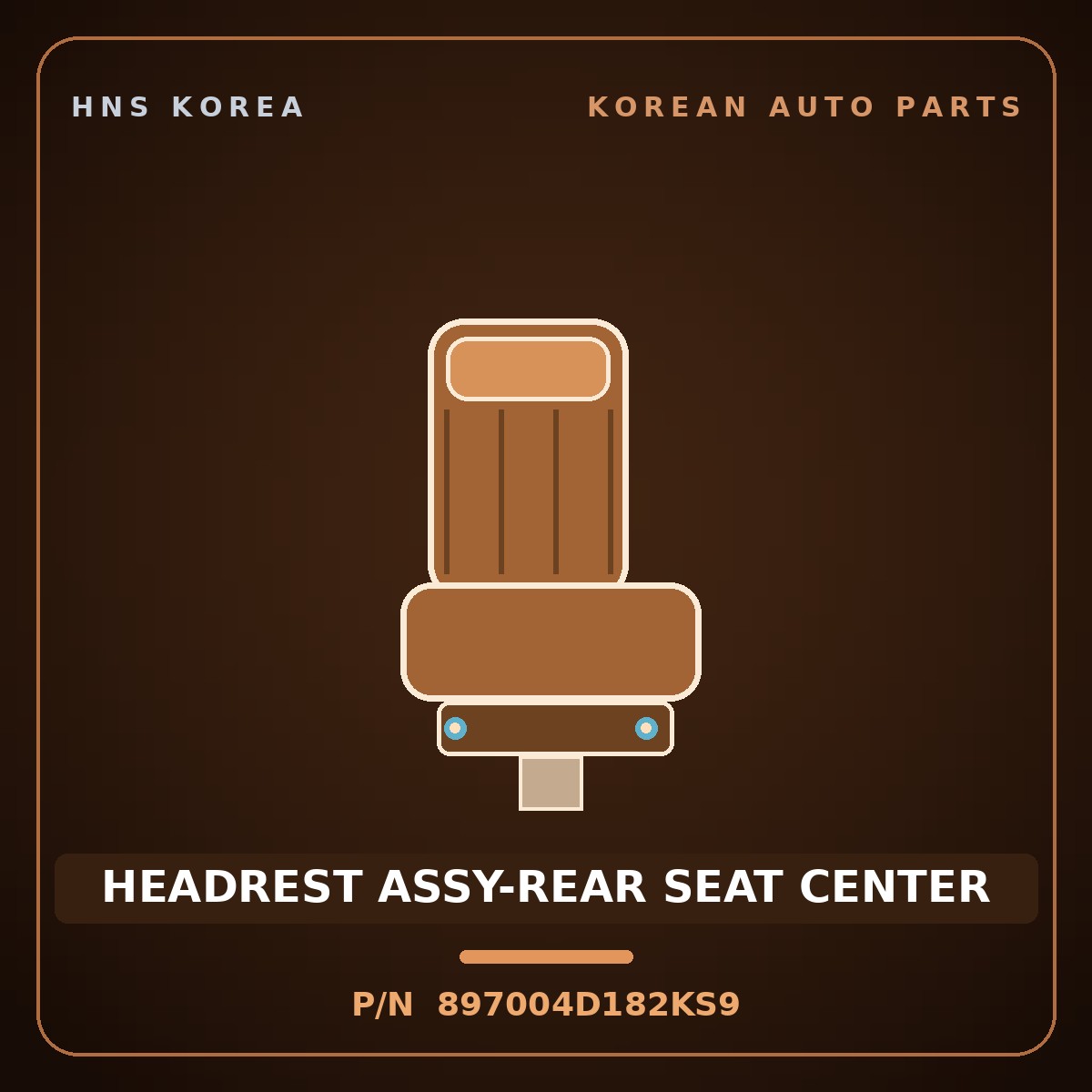 Genuine Mobis HEADREST ASSY-REAR SEAT CENTER 897004D182KS9 for Carnival 2005 HNS Parts Korea