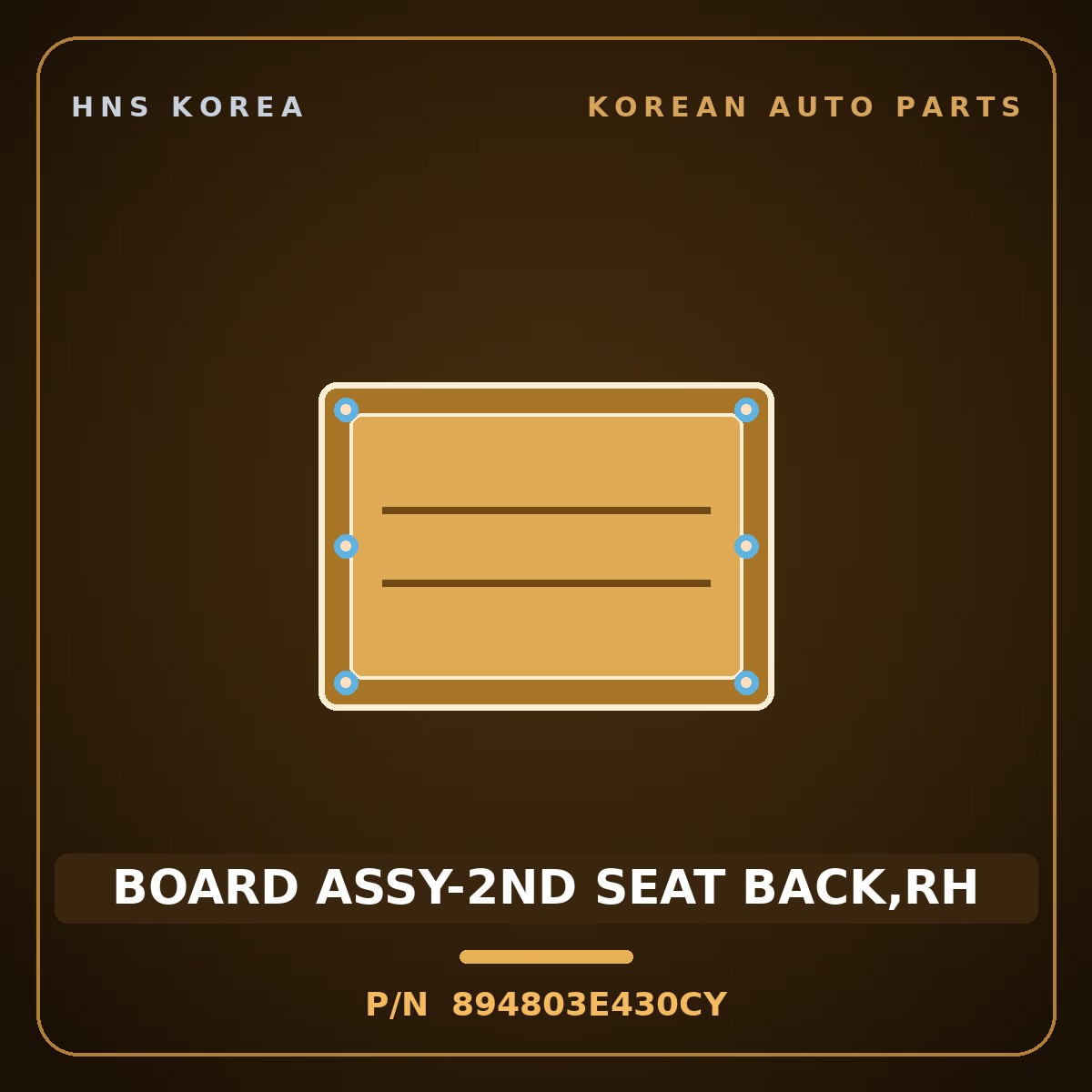 Genuine Mobis BOARD ASSY-2ND SEAT BACK,RH 894803E430CY for Sorento 2002 HNS Parts Korea