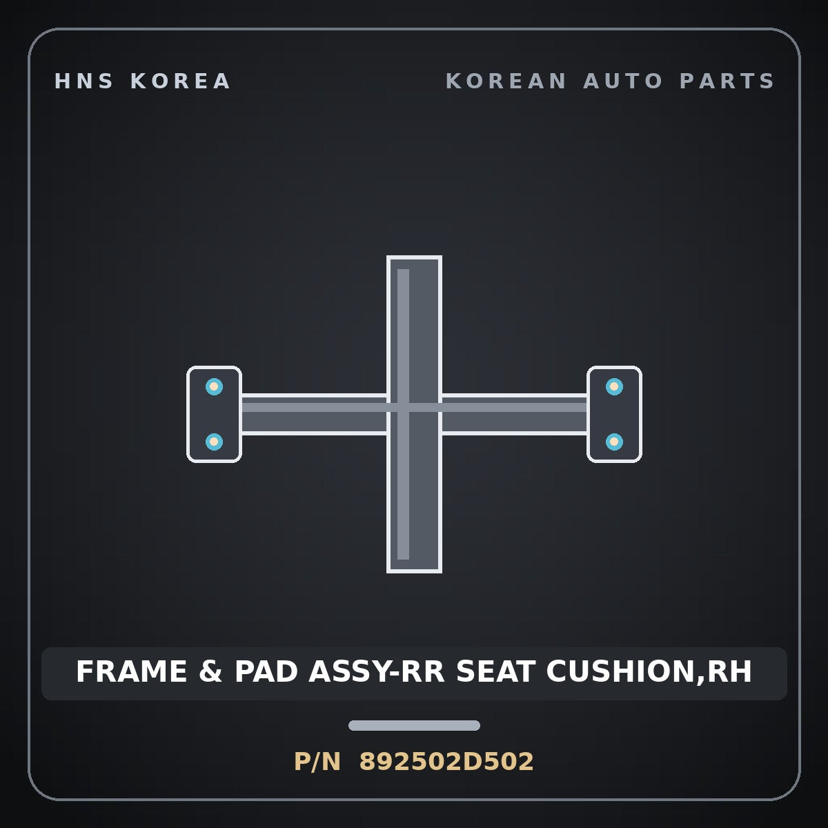 Genuine Mobis FRAME & PAD ASSY-RR SEAT CUSHION,RH 892502D502 for Elantra 2000 HNS Parts Korea