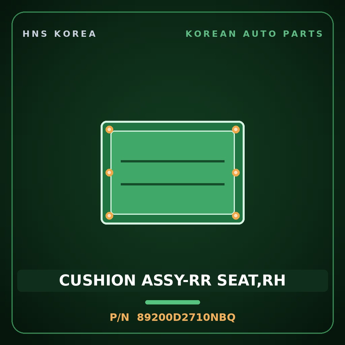 Genuine Mobis CUSHION ASSY-RR SEAT,RH 89200D2710NBQ for G90 2019 HNS Parts Korea
