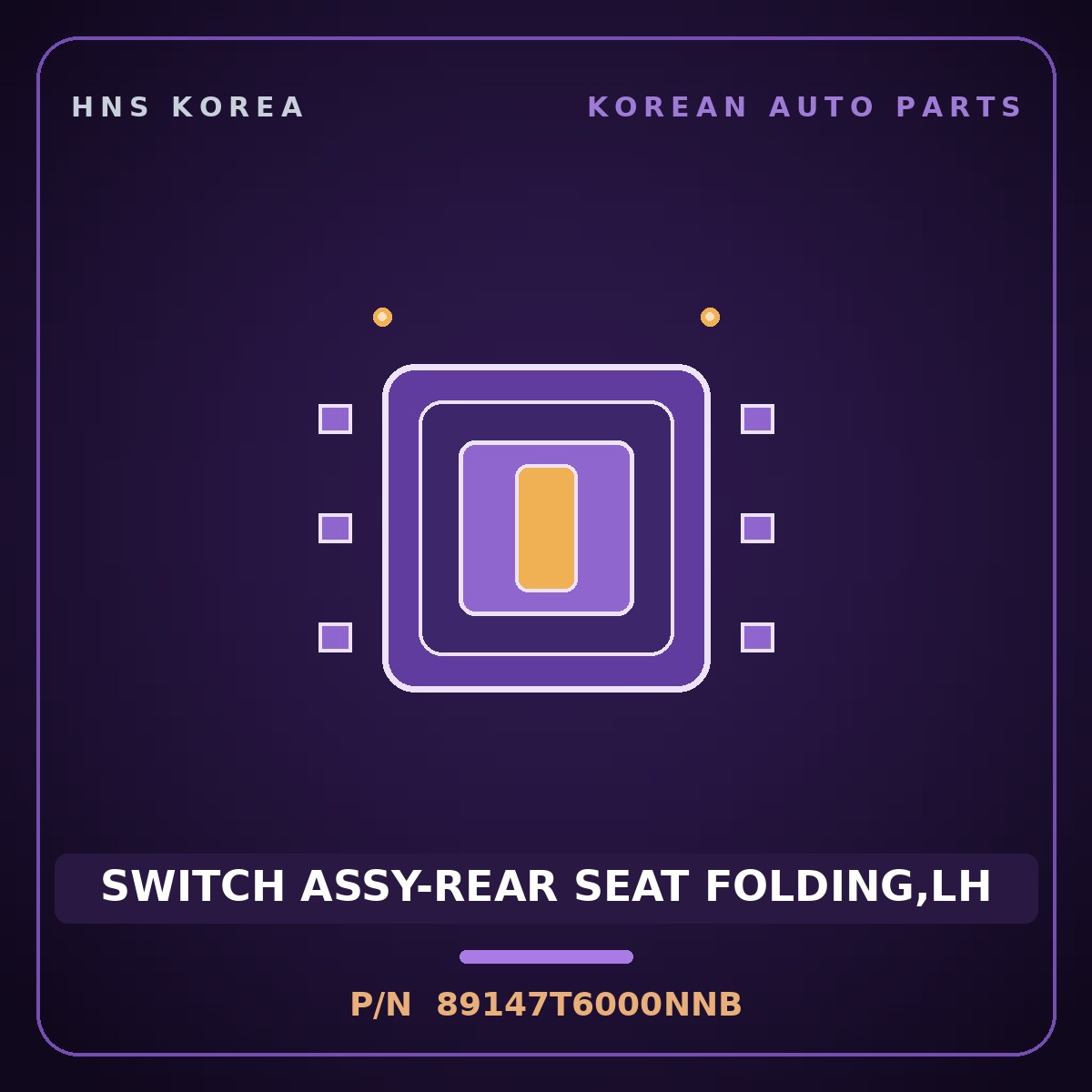 Genuine Mobis SWITCH ASSY-REAR SEAT FOLDING,LH 89147T6000NNB for Genesis GV80 2020 HNS Parts Korea