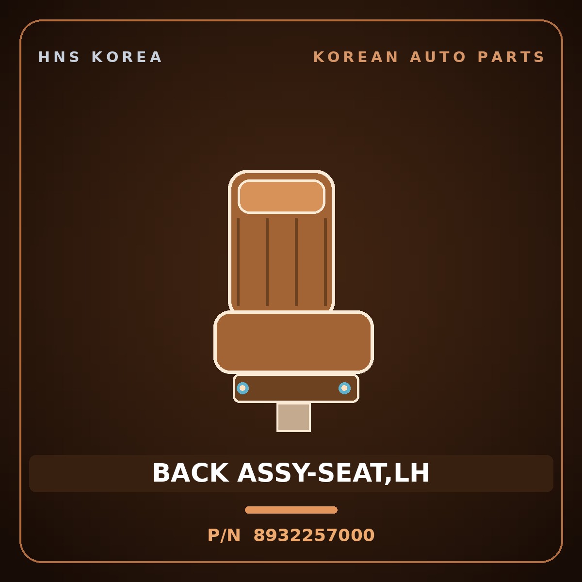 Genuine Mobis BACK ASSY-SEAT,LH 8932257000 for Aerotown 2008 HNS Parts Korea