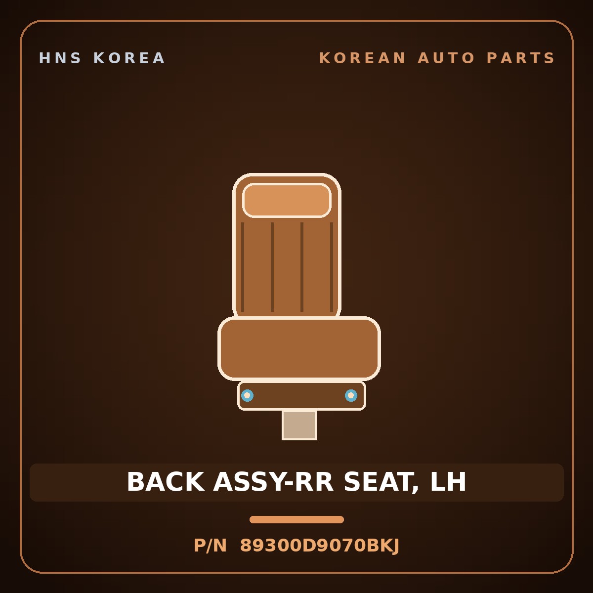 Genuine Mobis BACK ASSY-RR SEAT, LH 89300D9070BKJ for Sportage 2016 HNS Parts Korea