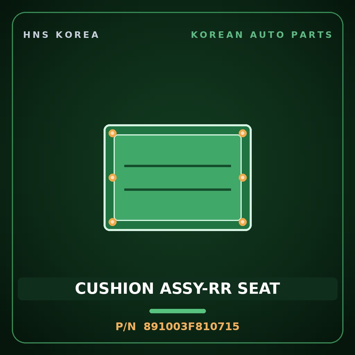 Genuine Mobis CUSHION ASSY-RR SEAT 891003F810715 for Opirus 2006 HNS Parts Korea