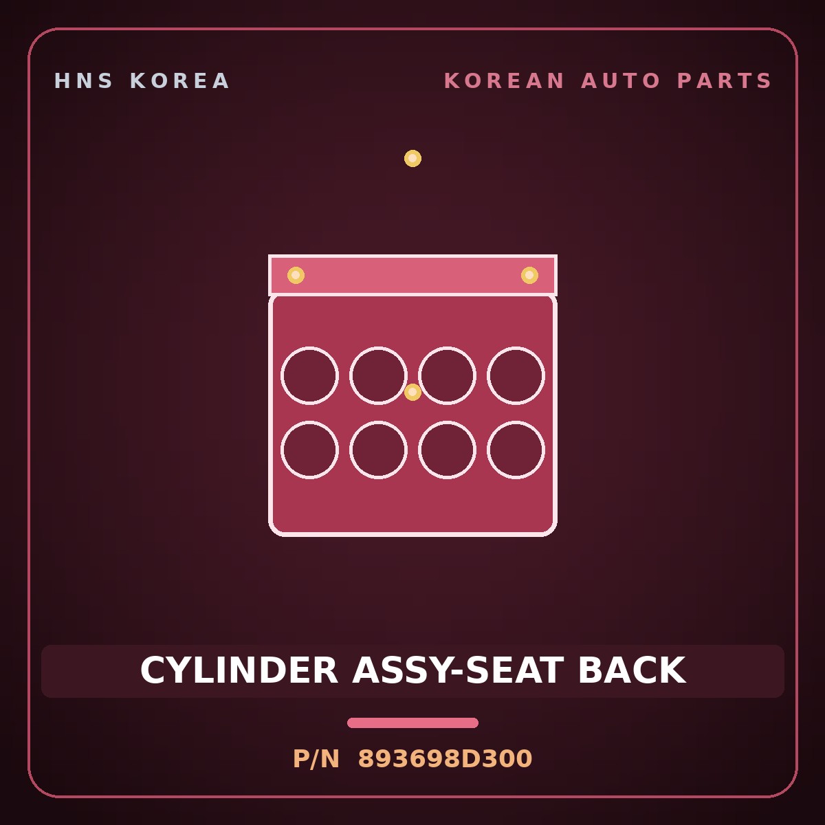 Genuine Mobis CYLINDER ASSY-SEAT BACK 893698D300 for Express 2006 HNS Parts Korea
