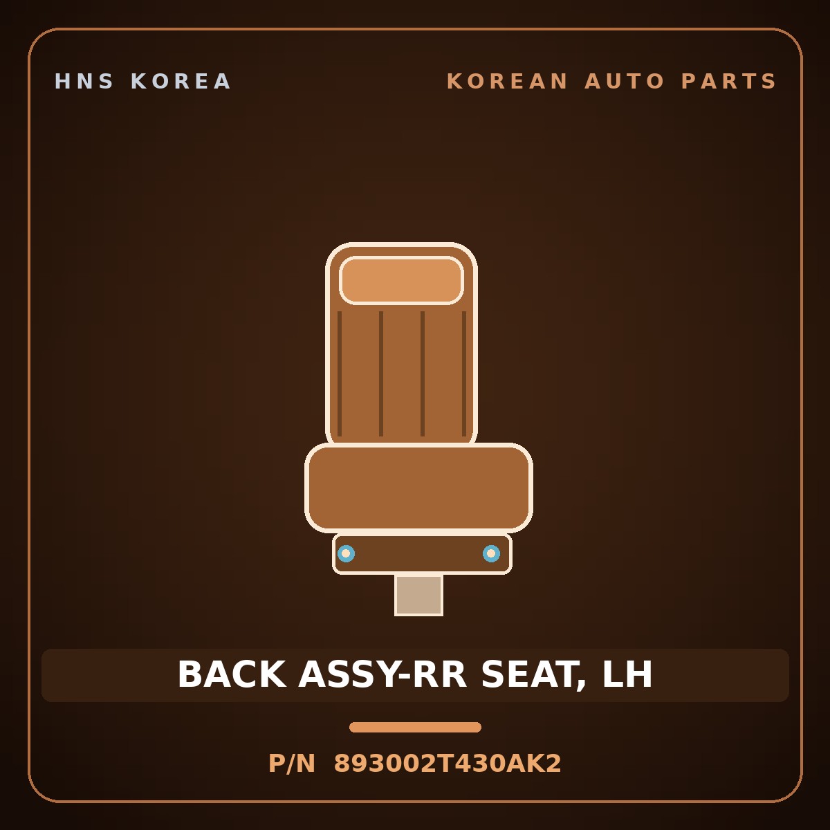 Genuine Mobis BACK ASSY-RR SEAT, LH 893002T430AK2 for K5 2011 HNS Parts Korea