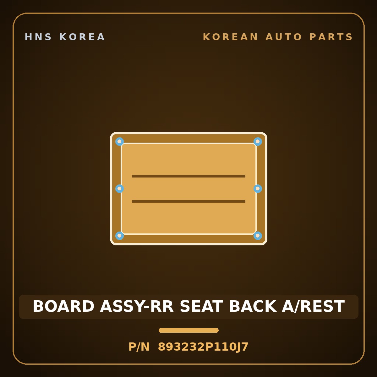 Genuine Mobis BOARD ASSY-RR SEAT BACK A/REST 893232P110J7 for Sorento 2009 HNS Parts Korea
