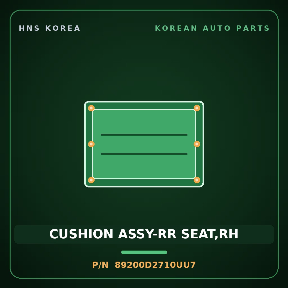 Genuine Mobis CUSHION ASSY-RR SEAT,RH 89200D2710UU7 for G90 2019 HNS Parts Korea