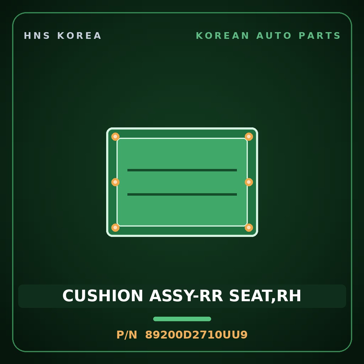 Genuine Mobis CUSHION ASSY-RR SEAT,RH 89200D2710UU9 for G90 2019 HNS Parts Korea