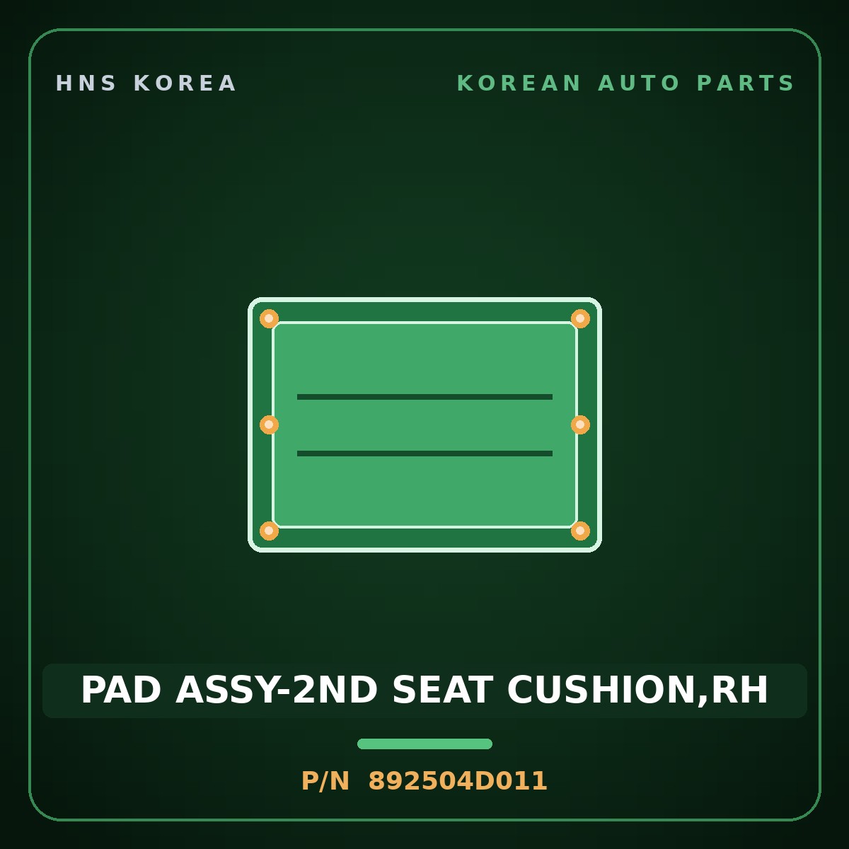 Genuine Mobis PAD ASSY-2ND SEAT CUSHION,RH 892504D011 for Carnival 2005 HNS Parts Korea