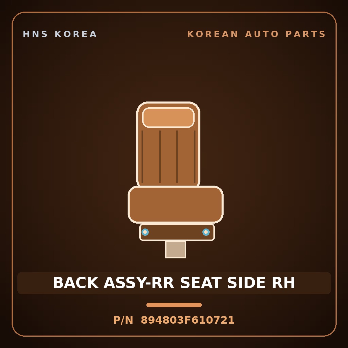 Genuine Mobis BACK ASSY-RR SEAT SIDE RH 894803F610721 for Opirus 2006 HNS Parts Korea