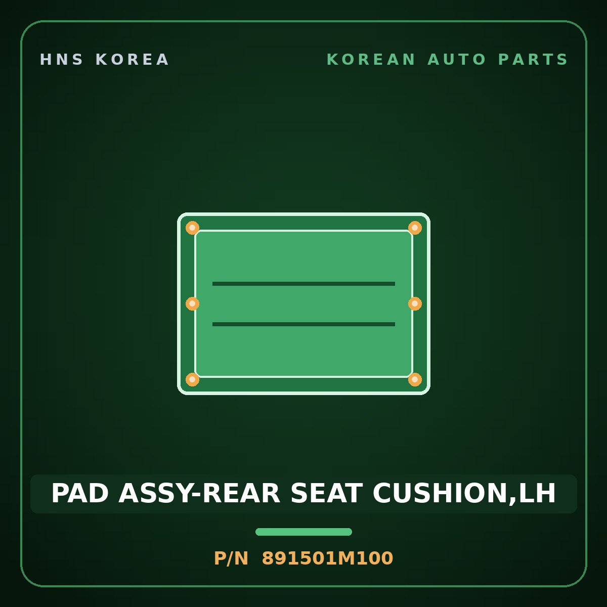 Genuine Mobis PAD ASSY-REAR SEAT CUSHION,LH 891501M100 for Forte 2008 HNS Parts Korea