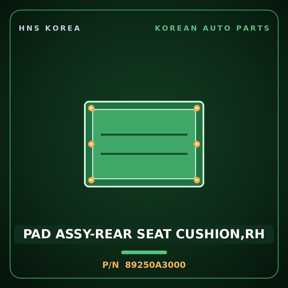 Genuine Mobis PAD ASSY-REAR SEAT CUSHION,RH 89250A3000 for Ray 2011 HNS Parts Korea