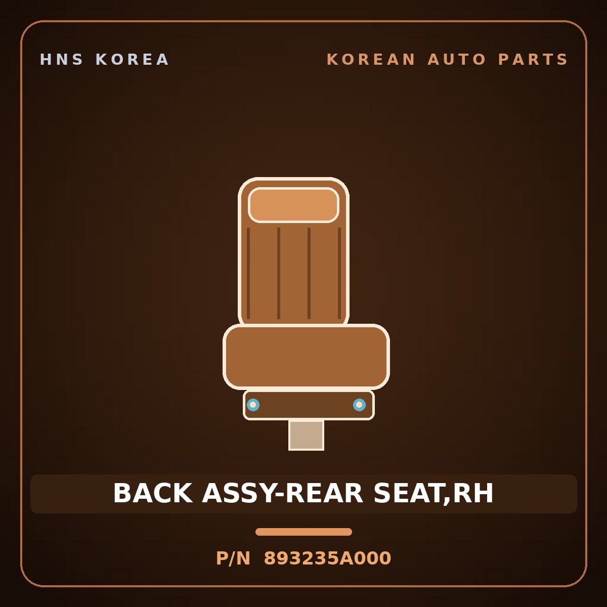 Genuine Mobis BACK ASSY-REAR SEAT,RH 893235A000 for County 2008 HNS Parts Korea