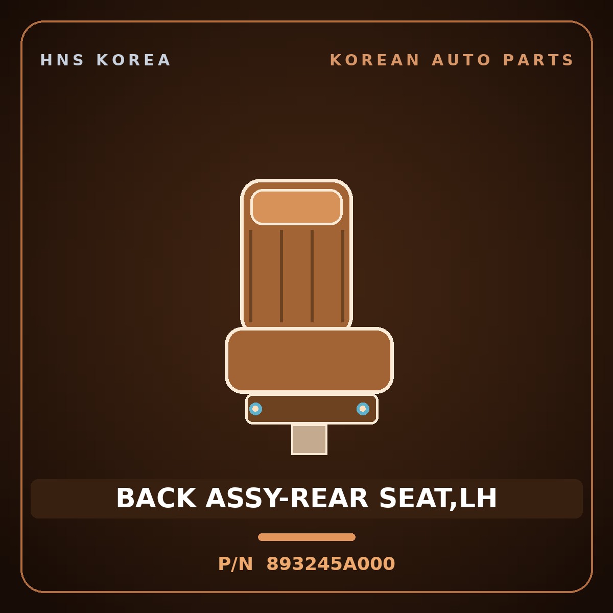 Genuine Mobis BACK ASSY-REAR SEAT,LH 893245A000 for County 2008 HNS Parts Korea