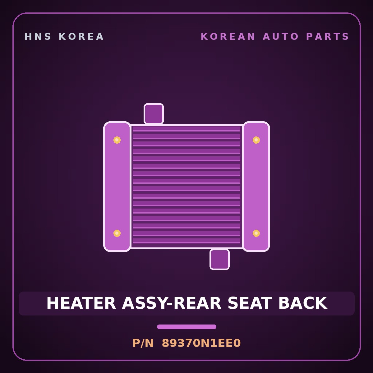 Genuine Mobis HEATER ASSY-REAR SEAT BACK 89370N1EE0 for Grandeur 2026 HNS Parts Korea