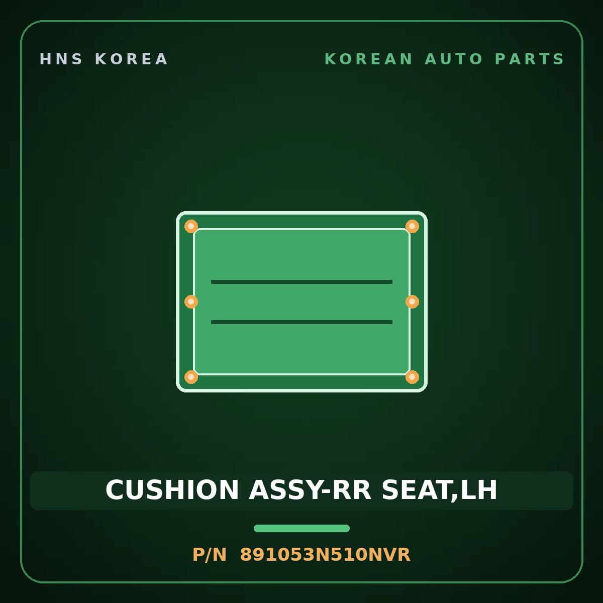 Genuine Mobis CUSHION ASSY-RR SEAT,LH 891053N510NVR for Equus 2013 HNS Parts Korea